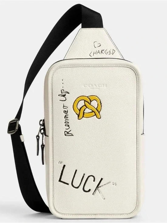 Coach Sullivan Pack Leather Sling Bag Chalk Multi Chest Crossbody Unisex NWOT - Picture 4 of 13